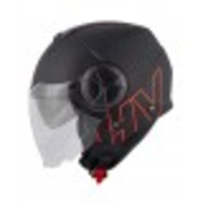 Casco Jet Hv37 Metropole Nero Opaco Rosso Hevik